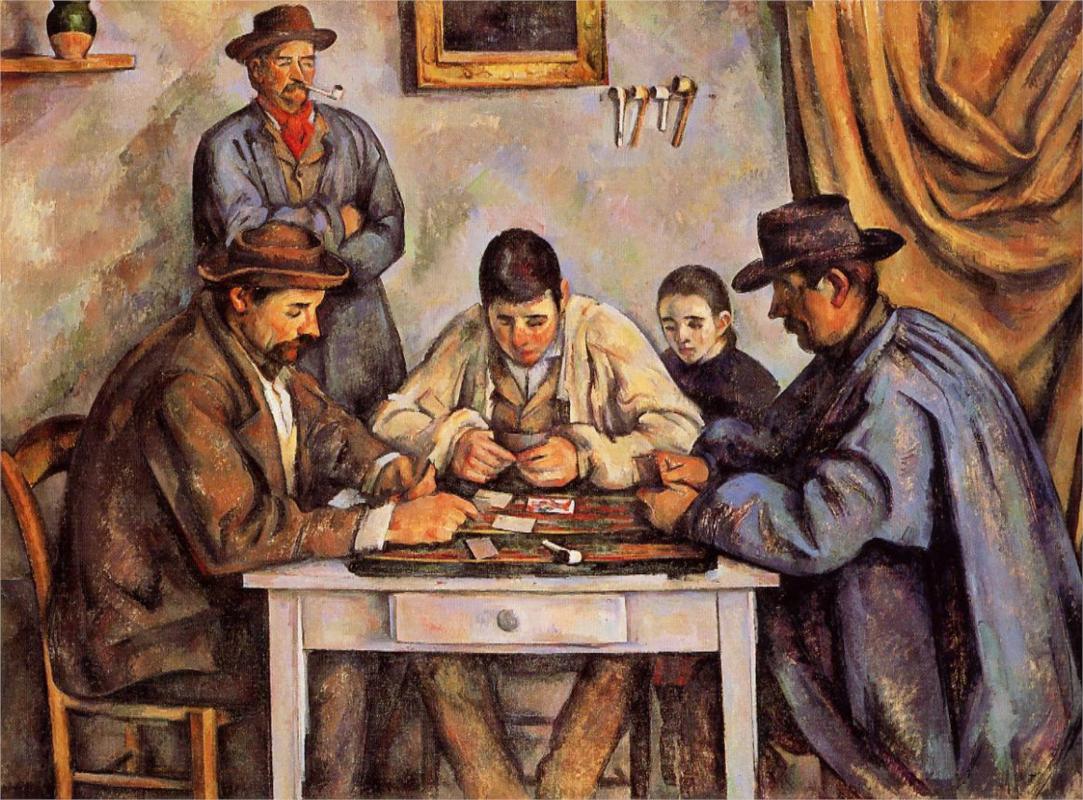 The Card Players Detailed - Paul Cezanne Painting